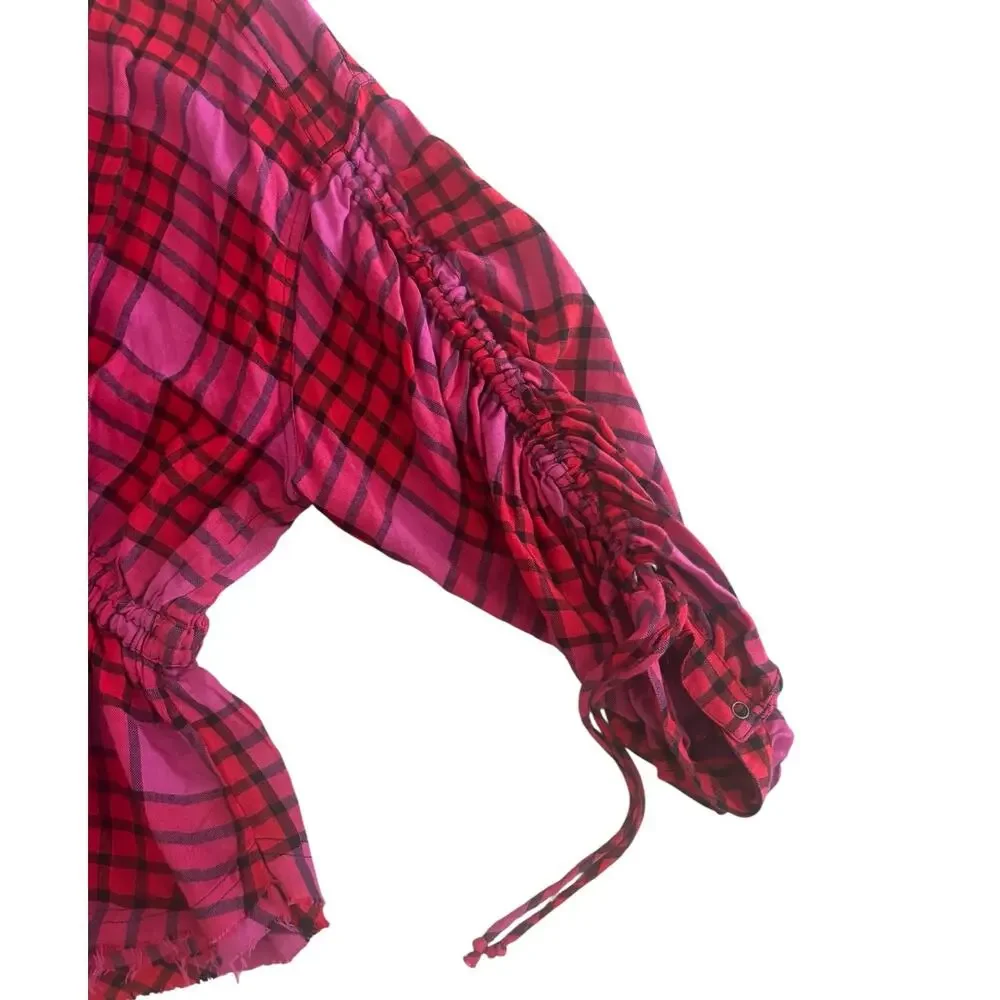 FREE PEOPLE PACIFIC DAWN PLAID SHIRT NWOT SIZE LARGE